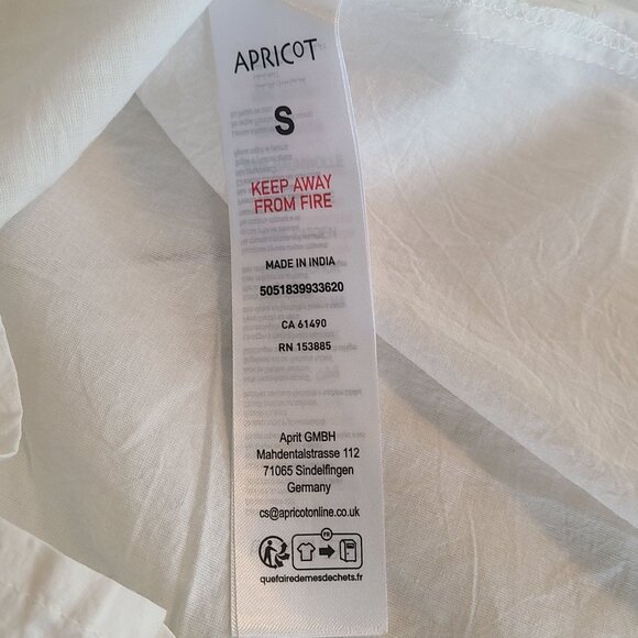 Apricot Broderie Pleat Lace Grandad Collar Oversized Blouse NEW S Cottage - Picture 8 of 9